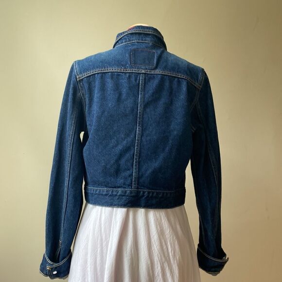 90s Levi's Dark Wash Cropped Jean Jacket - Picture 6 of 16